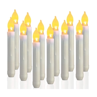LED taper candles med flakkende flamme 12 stk Hvid